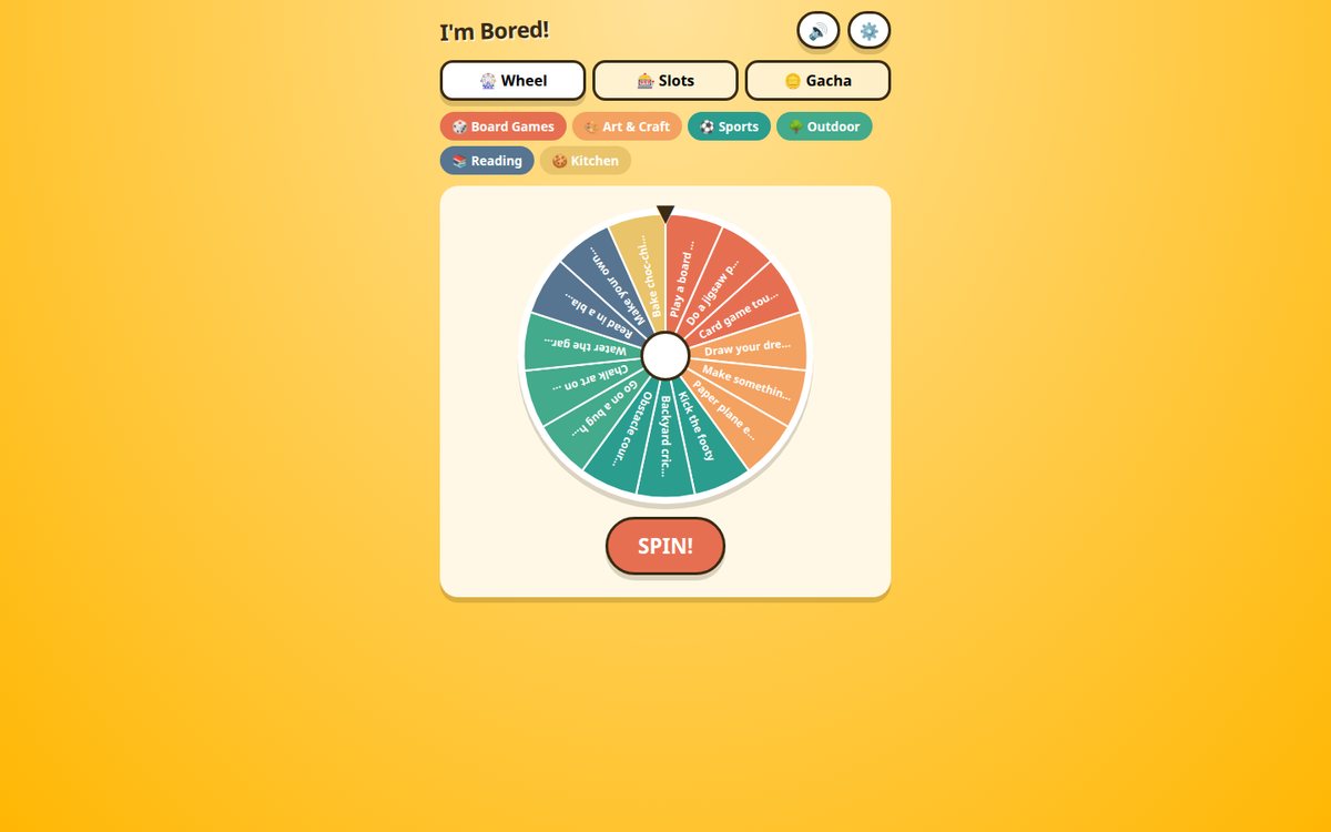 imbored: a random picker for what to do when you are bored